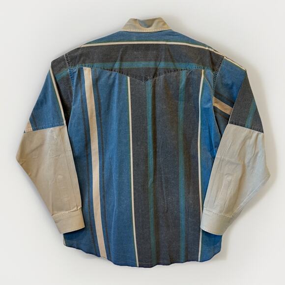 VTG Wrangler Brushpopper X-Long Tails Mens 17.5x36 Tan Black Striped Cowboy 90s - Picture 6 of 7